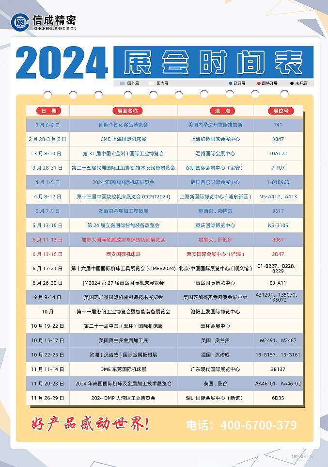 洛阳信成2024年上半年展会安排时间表